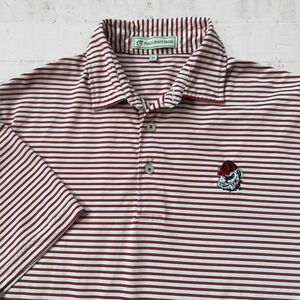 Georgia Bulldogs Shirt Mens Medium Red White Peach State Pride Striped Polo UGA